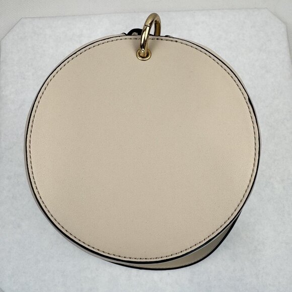 Beige Capsule Bag Long And Short Detachable Straps Black Trim Lined Bucket Purse - Picture 9 of 14